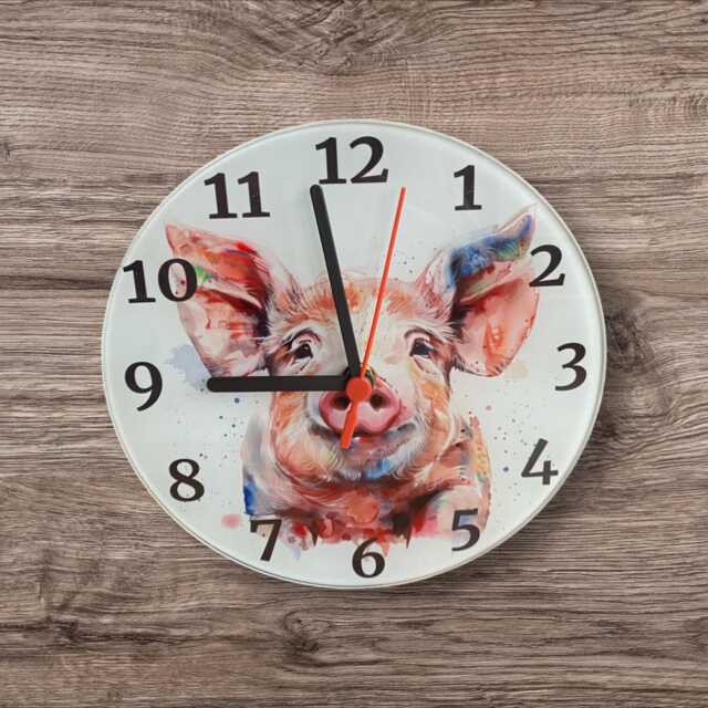 Pig Cow Glass Clock - image 1