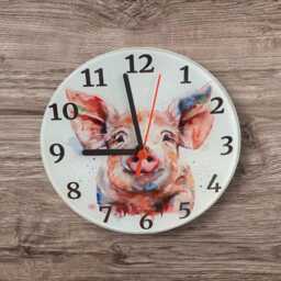 Pig Cow Glass Clock - thumbnail 1