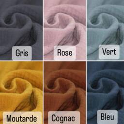 Minky Embroidered Double Cotton Gauze Baby Blanket/Cognac Plaid - thumbnail 4