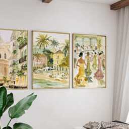 Set Of 3 M??laga Posters, Spain Travel Wall Art, Mediterranean Coastal Print Set, Modern Artwork, Spanish Home Decor, Warm Earth Tone Style - thumbnail 4