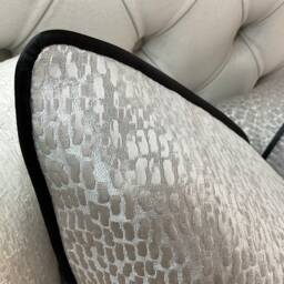 Luxury Cushion Cover, Pillow Cover Contrasting Black Piping Designer Prestigious Textiles Antelope Fabric, Dove - Grey/Interior - thumbnail 2