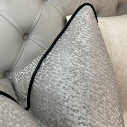 Luxury Cushion Cover, Pillow Cover Contrasting Black Piping Designer Prestigious Textiles Antelope Fabric, Dove - Grey/Interior - thumbnail 4