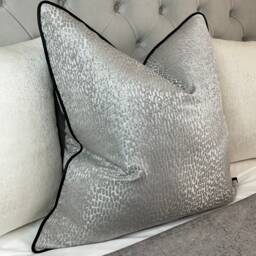 Luxury Cushion Cover, Pillow Cover Contrasting Black Piping Designer Prestigious Textiles Antelope Fabric, Dove - Grey/Interior - thumbnail 1