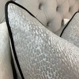 Luxury Cushion Cover, Pillow Cover Contrasting Black Piping Designer Prestigious Textiles Antelope Fabric, Dove - Grey/Interior - thumbnail 3