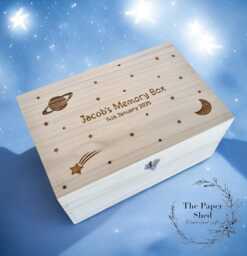 Space Baby Memory Box Planets Boy Stars Moon - thumbnail 1