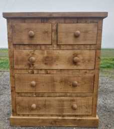 Rustic Solid Pine Chest Of Drawers - Handmade Wooden Storage, Farmhouse Style Furniture - thumbnail 1
