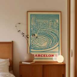 Barcelona Travel Poster - Camp Nou Stadium Art Blue & Cream Graphic Print - thumbnail 2