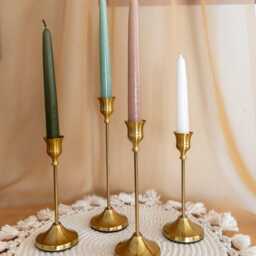 Gold Metal Taper Candle Holders Slim Modern Brass-style Candlesticks - 3 Heights Sold Individually As Set - thumbnail 3