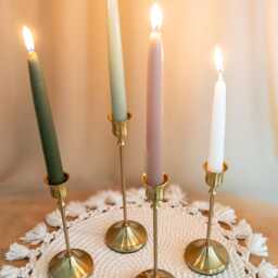 Gold Metal Taper Candle Holders Slim Modern Brass-style Candlesticks - 3 Heights Sold Individually As Set - thumbnail 2