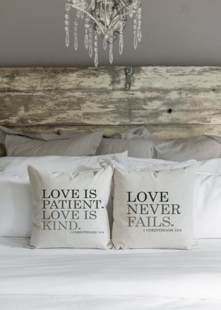 Love Is Patient.love Kind. Never Fails 20 X Pillow Cover Set//Everyday//Wedding//Anniversary//Cushion Cover//Gift For Them - image 1
