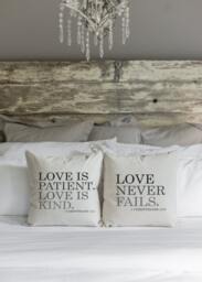 Love Is Patient.love Kind. Never Fails 20 X Pillow Cover Set//Everyday//Wedding//Anniversary//Cushion Cover//Gift For Them - thumbnail 1