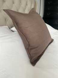 Mocha Brown Pillow Cover, Neutral Linen Cushion Large Scatter Cushions, Boho Home Decor, Oxford Edging Sham - thumbnail 1
