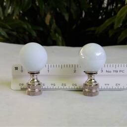 Opal White Lamp Finial, Shiny Or Frosted Glass Marble - thumbnail 3