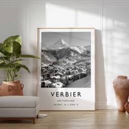 Verbier Ski Poster Switzerland Black & White Photography Print - thumbnail 3