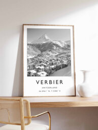Verbier Ski Poster Switzerland Black & White Photography Print - thumbnail 1