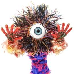 Motley Spiked Cyclops - Bendable Copper Wire Creature Fun, Unique, Fully Poseable Hand-Made Out Of Recycled & Repurposed Materials - thumbnail 2