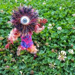 Motley Spiked Cyclops - Bendable Copper Wire Creature Fun, Unique, Fully Poseable Hand-Made Out Of Recycled & Repurposed Materials - thumbnail 4