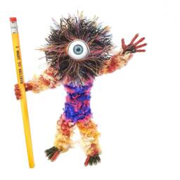 Motley Spiked Cyclops - Bendable Copper Wire Creature Fun, Unique, Fully Poseable Hand-Made Out Of Recycled & Repurposed Materials - thumbnail 3