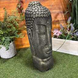 Stone Garden Gold Medium Buddha Head Statue Detailed Ornament Gift - thumbnail 2