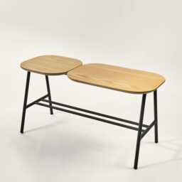 Avaya Bench Oak Veneer Top, Black Steel Legs