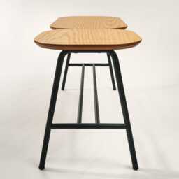 Avaya Bench Oak Veneer Top, Black Steel Legs - thumbnail 3