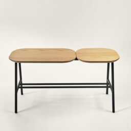 Avaya Bench Oak Veneer Top, Black Steel Legs - thumbnail 2