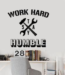 Wall Vinyl Decal Office Inspirational Words Quotes Work Hard Stay Humble Modern Home Or Decor - #1204Dz - thumbnail 1
