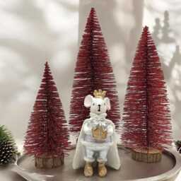 Glittery Red Mini Christmas Tree Small Artificial Bottle Brush Tree - thumbnail 3
