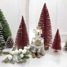 Glittery Red Mini Christmas Tree Small Artificial Bottle Brush Tree - thumbnail 4