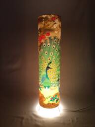 Floor Lamp Made From Hand Printed Sogara Yuzen Japanese Paper - 60 cm High 15 Diameter