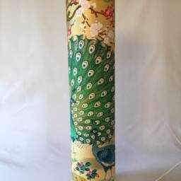 Floor Lamp Made From Hand Printed Sogara Yuzen Japanese Paper - 60 cm High 15 Diameter - thumbnail 4