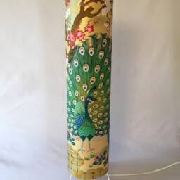 Floor Lamp Made From Hand Printed Sogara Yuzen Japanese Paper - 60 cm High 15 Diameter - thumbnail 2
