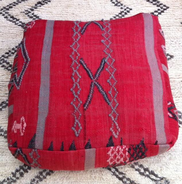 Floor Cushion Cover - Kilim Moroccan Vintage Made From Handwoven + Insert Only - No Filling - image 1