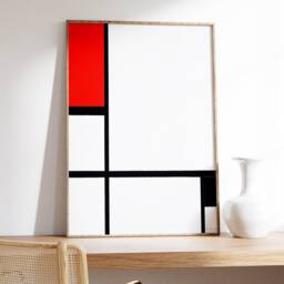 Piet Mondrian Geometric Abstract Art Print, Minimalist Red & Black Wall Art, Mid-Century Modern Bauhaus Poster, Contemporary Home Decor - thumbnail 2