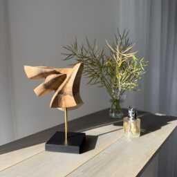 Walnut Wood Sculpture - Hand Carved Abstract Organic Art Minimalist Interior Decor Velora - thumbnail 3