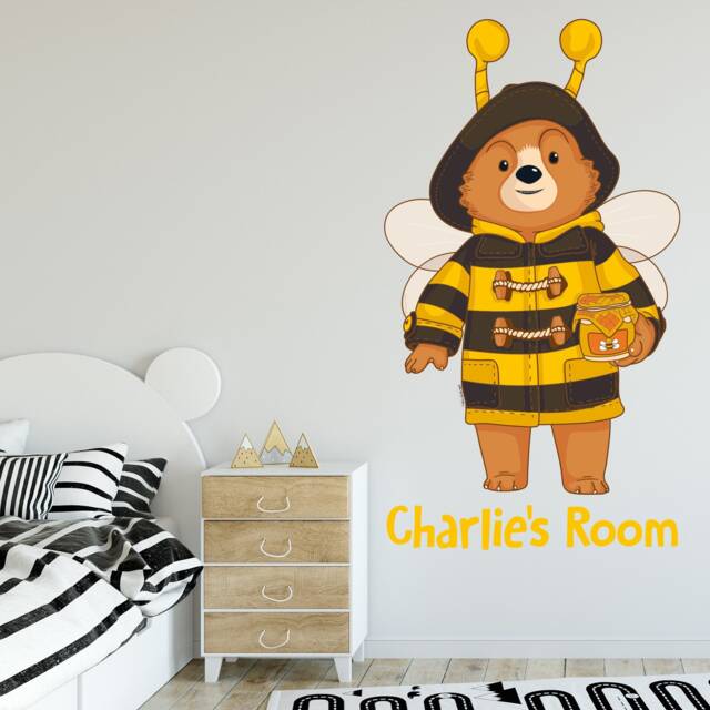 Paddington Tv Wall Sticker - Bee Personalised Name Decal Kids Art - image 1