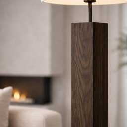 Minimalist Oak Floor Lamp - Slim Solid Wood Standing Handcrafted Sustainable Lighting - thumbnail 4