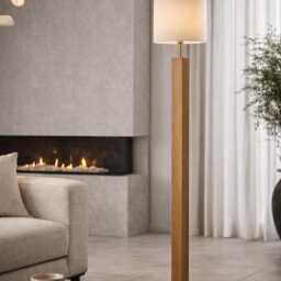 Minimalist Oak Floor Lamp - Slim Solid Wood Standing Handcrafted Sustainable Lighting - thumbnail 3