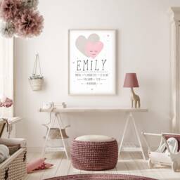 Birth Date Picture Heart With Birth Dates // A4 Poster Motifs & Colors Of Your Choice - thumbnail 1