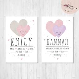 Birth Date Picture Heart With Birth Dates // A4 Poster Motifs & Colors Of Your Choice - thumbnail 2