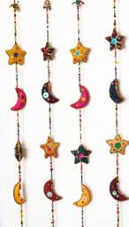 Indian Hanging Star & Moon Wall, Door Decoration Hanging , Indian Wall Hanging, Gift For Home, Eco-Friendly String Decorations Boho - thumbnail 1