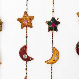 Indian Hanging Star & Moon Wall, Door Decoration Hanging , Indian Wall Hanging, Gift For Home, Eco-Friendly String Decorations Boho - thumbnail 3
