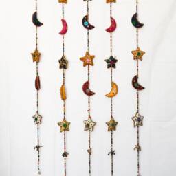 Indian Hanging Star & Moon Wall, Door Decoration Hanging , Indian Wall Hanging, Gift For Home, Eco-Friendly String Decorations Boho - thumbnail 2