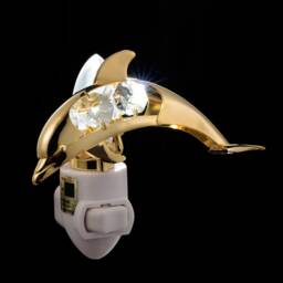 24K Gold Plated Dolphin Handcrafted Luxury Night Light Decorated Swarovski Crystals Bedroom Bathroom Kids Room Kitchen Gift Premium Decor - thumbnail 2