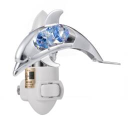 24K Gold Plated Dolphin Handcrafted Luxury Night Light Decorated Swarovski Crystals Bedroom Bathroom Kids Room Kitchen Gift Premium Decor - thumbnail 3