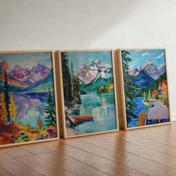 Set Of 3 Banff Canada Posters, Travel Posters Set, Prints, Canadian Wall Art, National Park Decor, Mountain Print - thumbnail 2