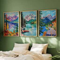 Set Of 3 Banff Canada Posters, Travel Posters Set, Prints, Canadian Wall Art, National Park Decor, Mountain Print - thumbnail 3