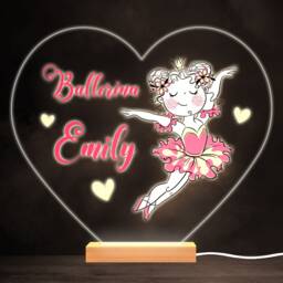 Ballerina Girl Pink Ballet Dance Bright Heart Personalised Gift Lamp Night Light - Bedroom
