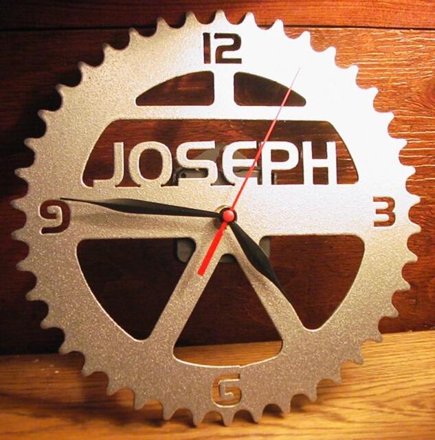 Personalized Bike Sprocket Clock Real Steel Metal Art, Handmade Usa - image 1