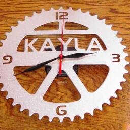 Personalized Bike Sprocket Clock Real Steel Metal Art, Handmade Usa - thumbnail 2